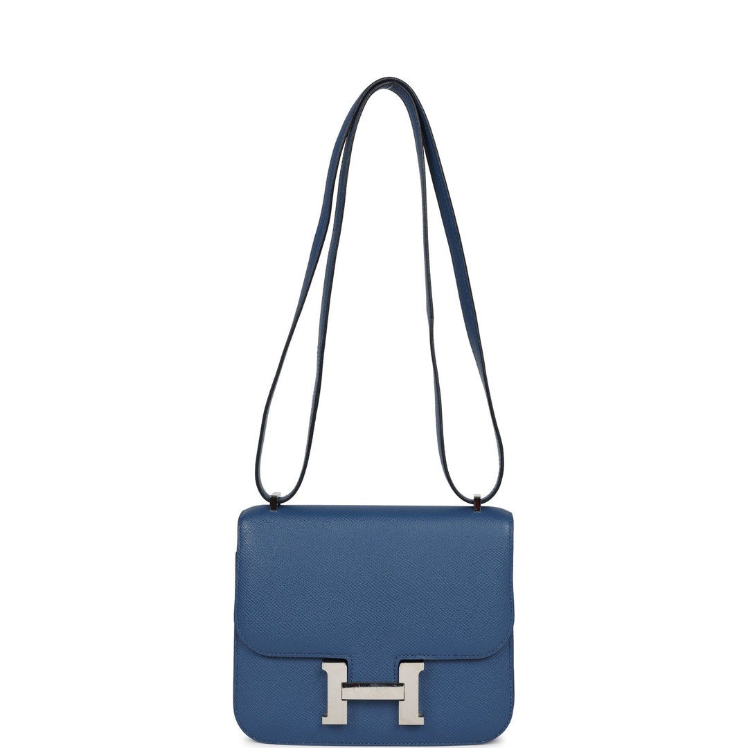 Hermes Constance 18 Bleu Agate Verso Epsom Palladium Hardware