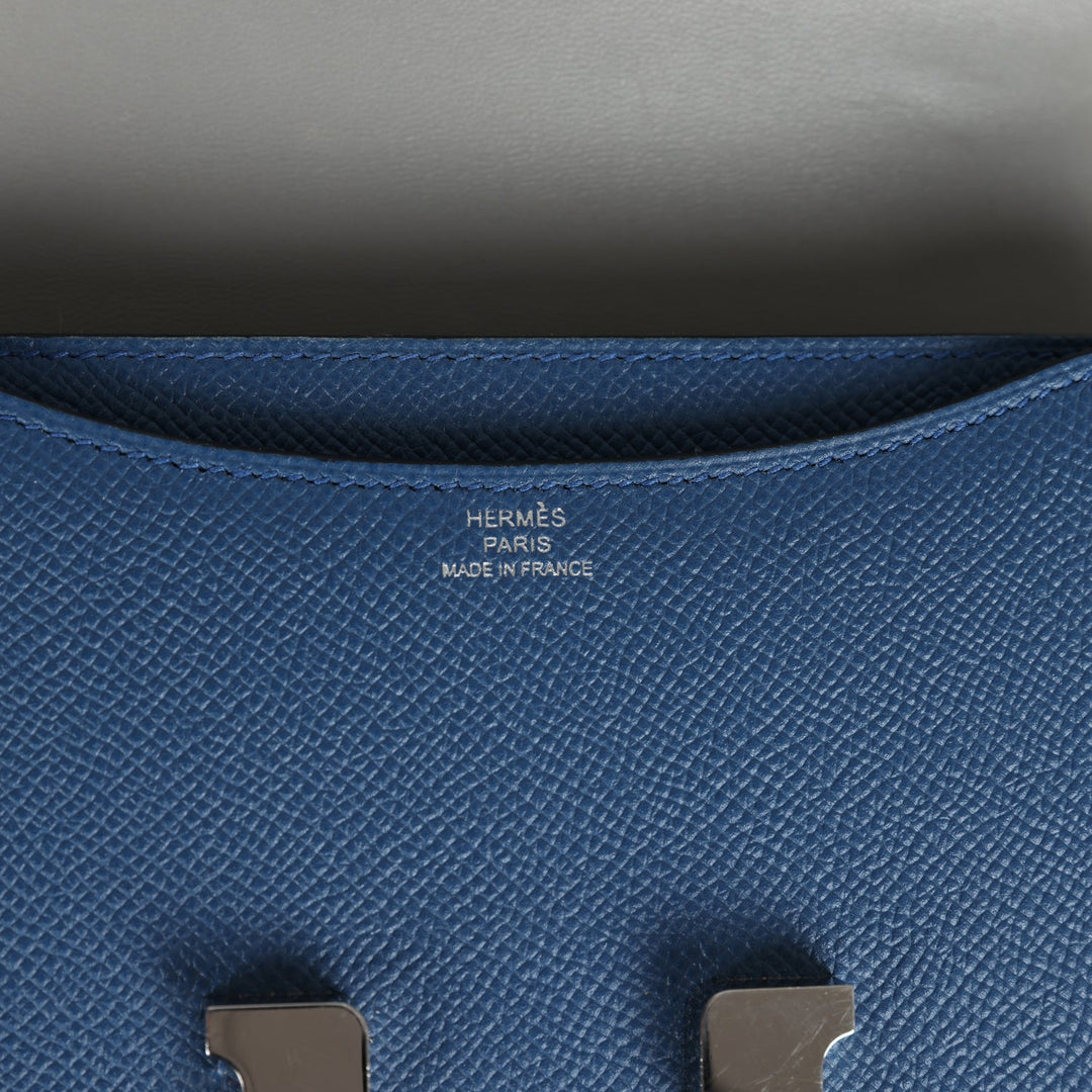 Hermes Constance 18 Bleu Agate Verso Epsom Palladium Hardware