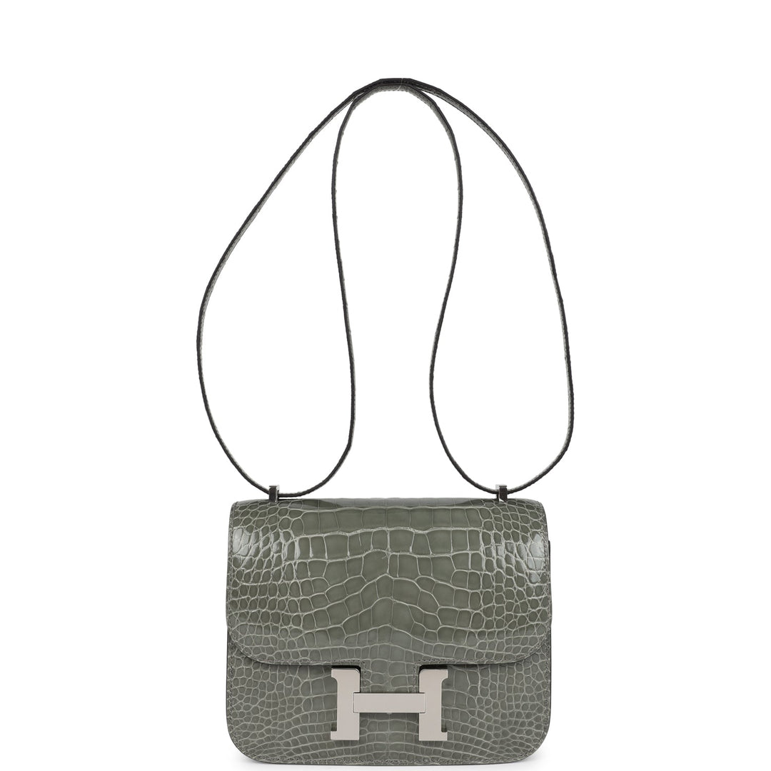 Hermes Constance 18 Gris Ciment Shiny Alligator Palladium Hardware