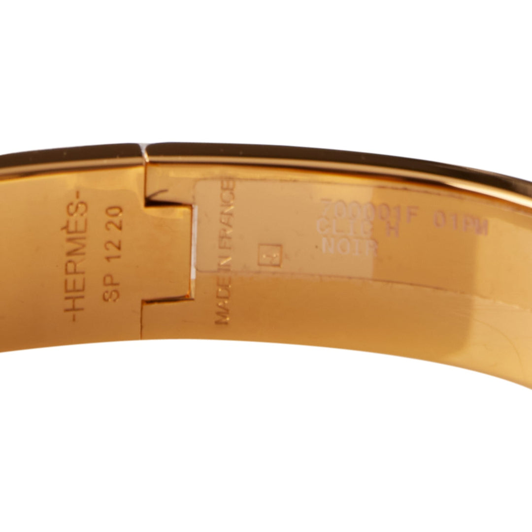 Top quality Hermes Black Clic Clac H Narrow Enamel Bracelet PM GHW