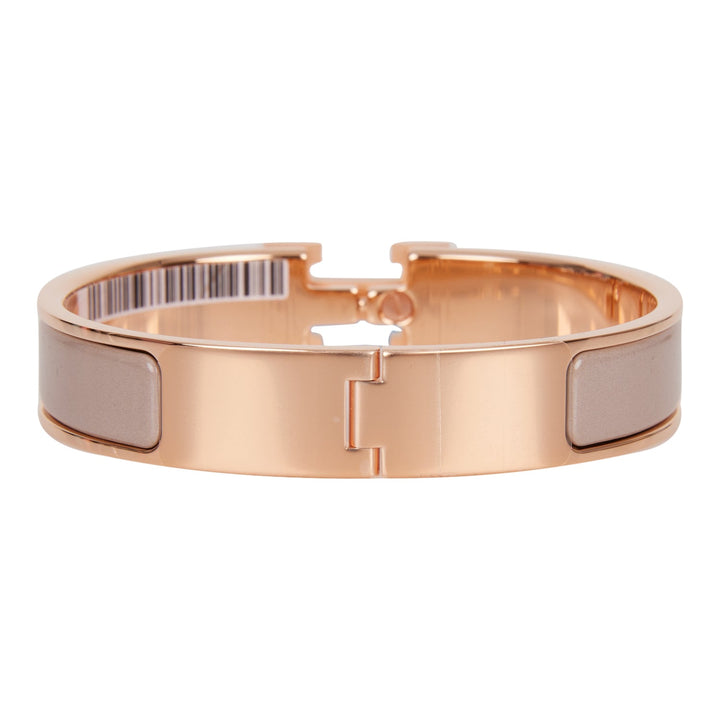 Top quality Hermes Marron Glace Clic Clac H Narrow Enamel Bracelet PM RGHW