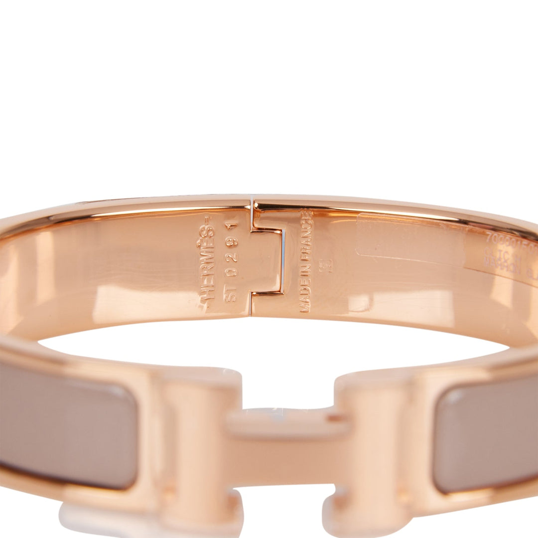 Top quality Hermes Marron Glace Clic Clac H Narrow Enamel Bracelet PM RGHW