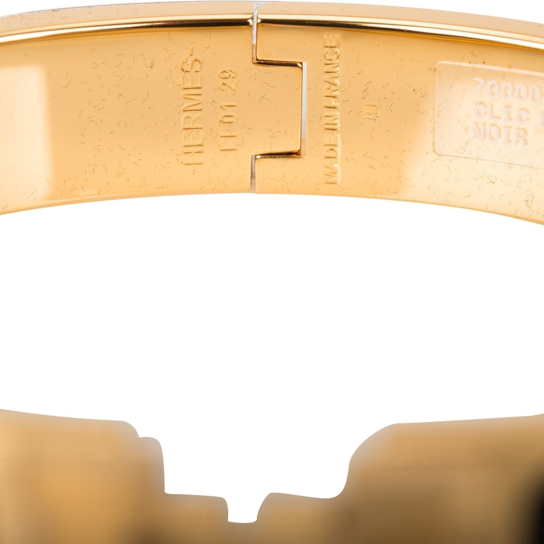 Top quality Hermes Black Clic Clac H Narrow Enamel Bracelet PM GHW