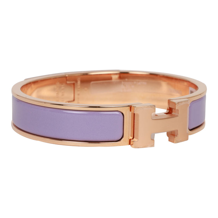 Top quality Hermes Lilac Clic Clac H Narrow Enamel Bracelet PM RGHW