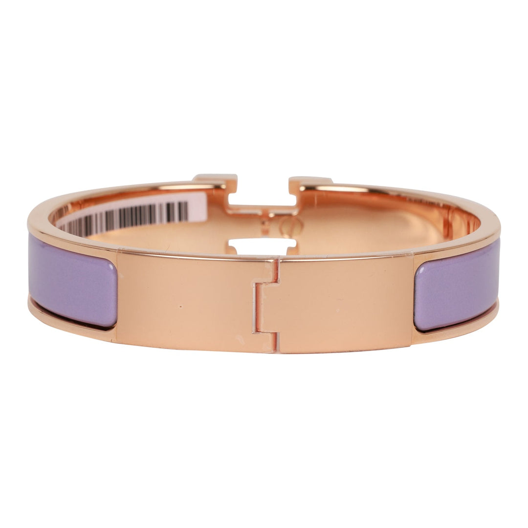 Top quality Hermes Lilac Clic Clac H Narrow Enamel Bracelet PM RGHW