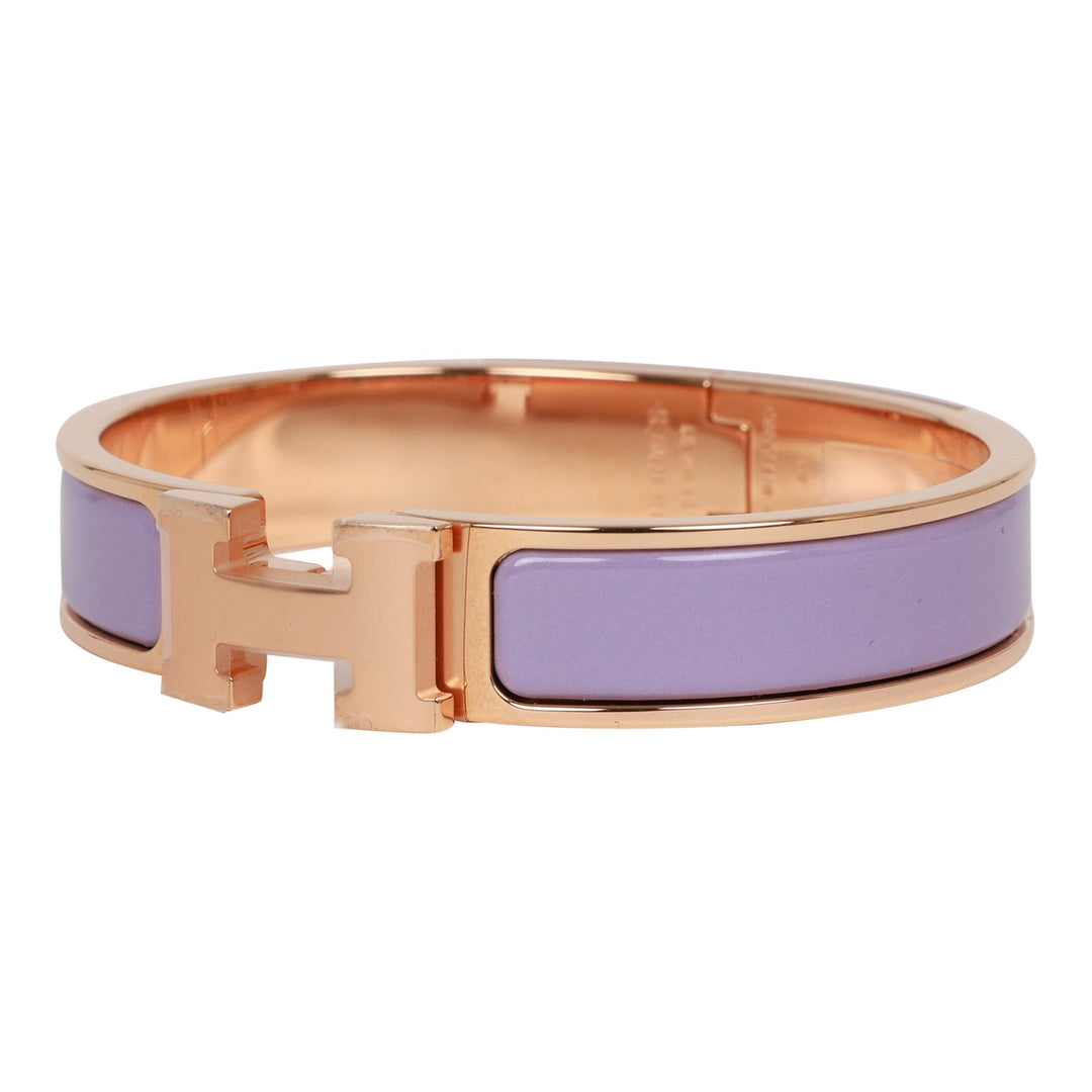 Top quality Hermes Lilac Clic Clac H Narrow Enamel Bracelet PM RGHW