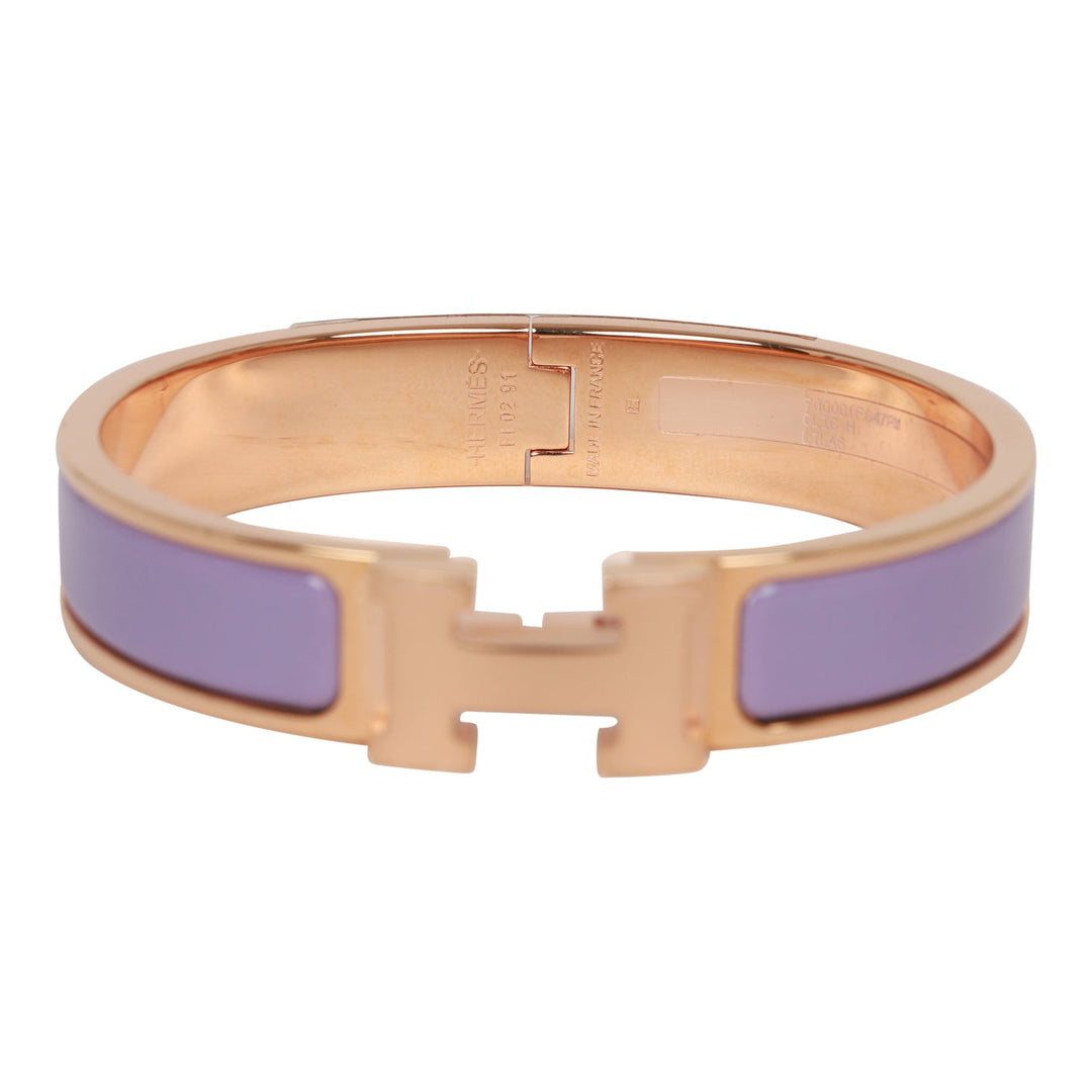 Top quality Hermes Lilac Clic Clac H Narrow Enamel Bracelet PM RGHW