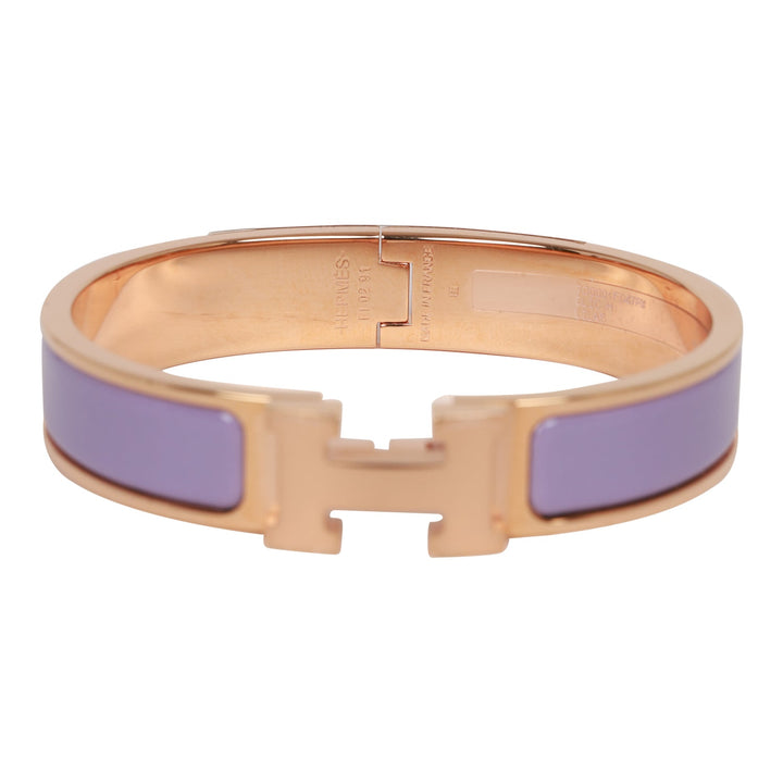 Top quality Hermes Lilac Clic Clac H Narrow Enamel Bracelet PM RGHW