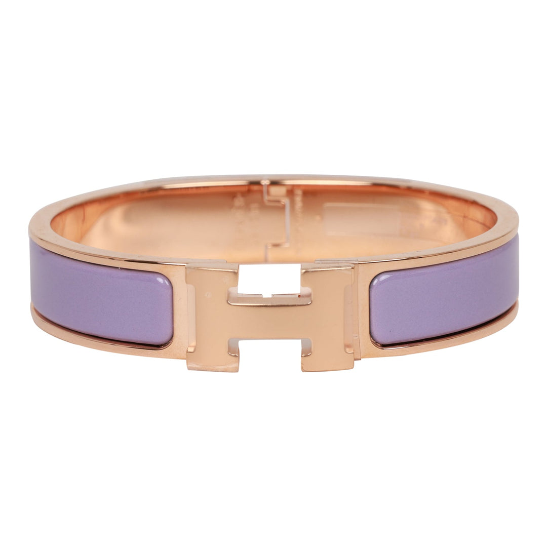 Top quality Hermes Lilac Clic Clac H Narrow Enamel Bracelet PM RGHW