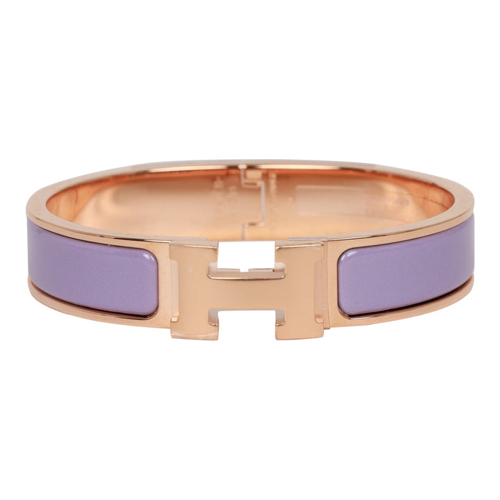 Top quality Hermes Lilac Clic Clac H Narrow Enamel Bracelet PM RGHW