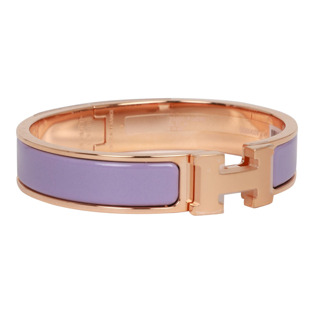 Top quality Hermes Lilac Clic Clac H Narrow Enamel Bracelet PM RGHW