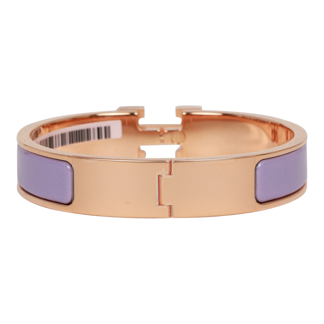 Top quality Hermes Lilac Clic Clac H Narrow Enamel Bracelet PM RGHW