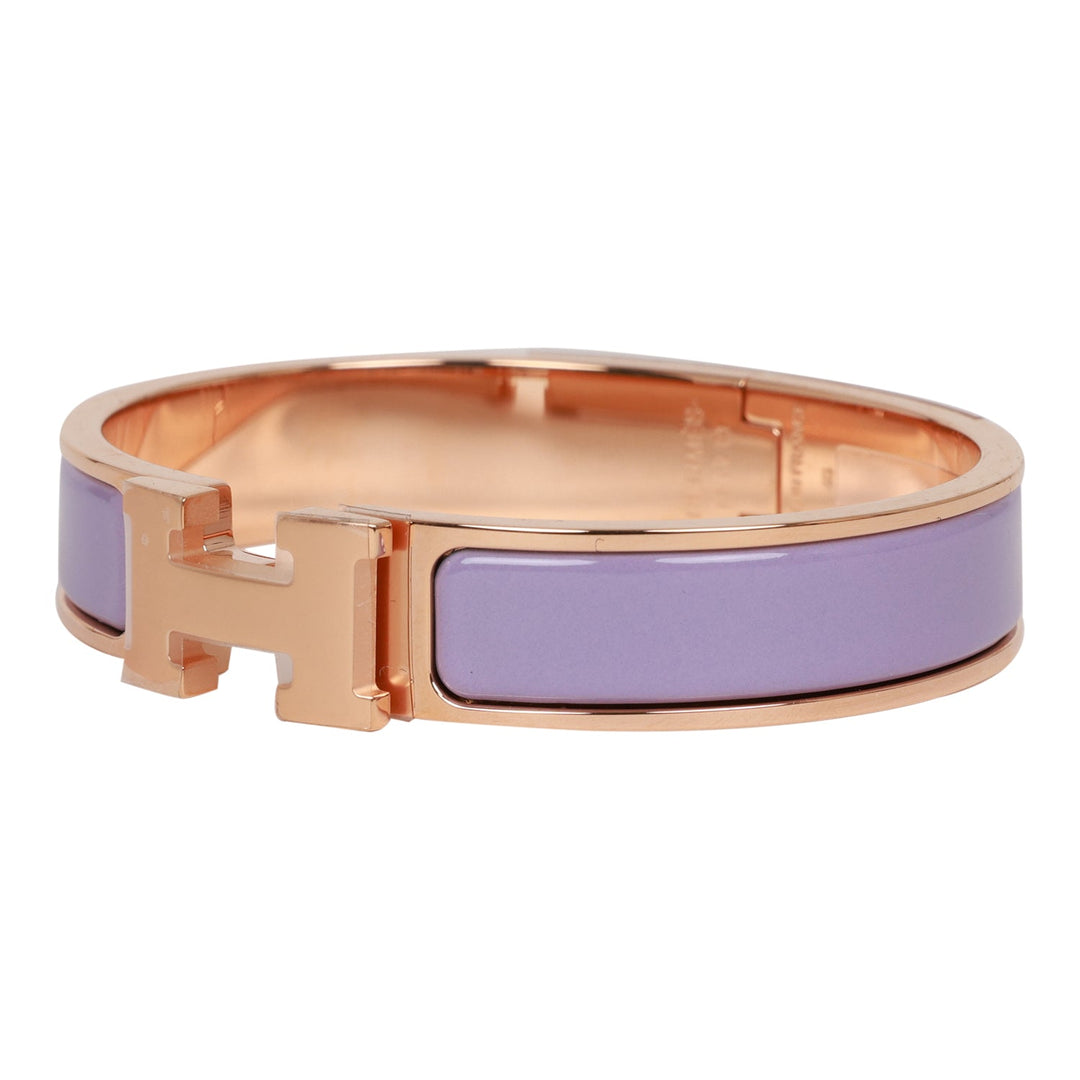 Top quality Hermes Lilac Clic Clac H Narrow Enamel Bracelet PM RGHW