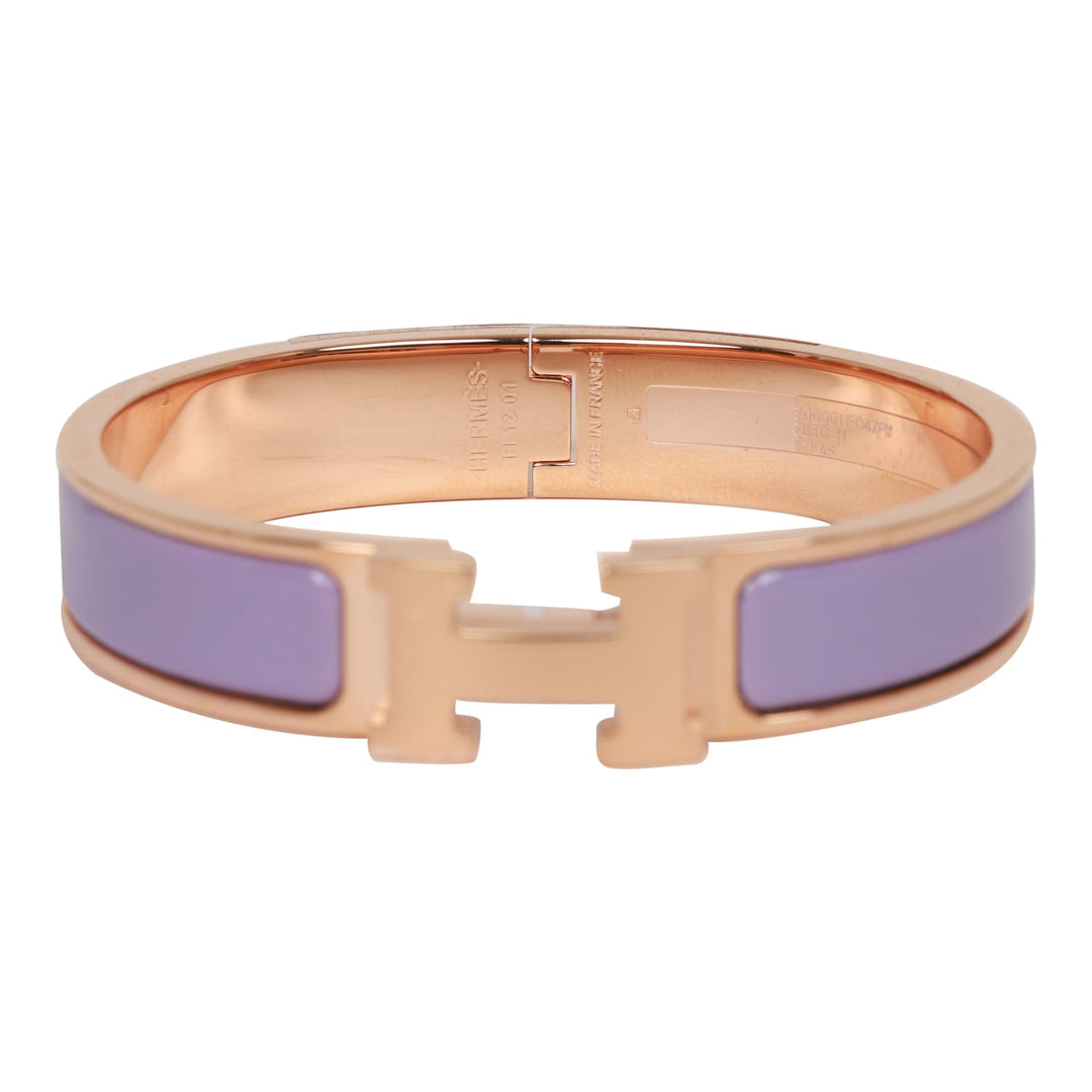 Top quality Hermes Lilac Clic Clac H Narrow Enamel Bracelet PM RGHW