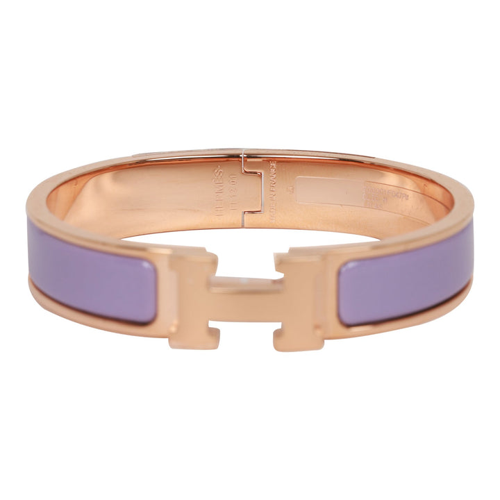 Top quality Hermes Lilac Clic Clac H Narrow Enamel Bracelet PM RGHW
