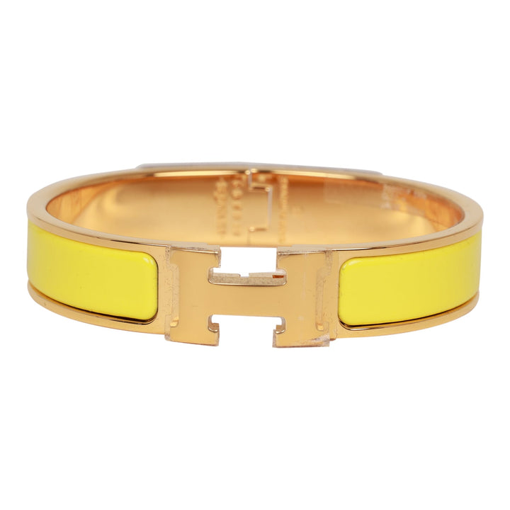 Top quality Hermes Jaune Tennis Clic Clac H Narrow Enamel Bracelet