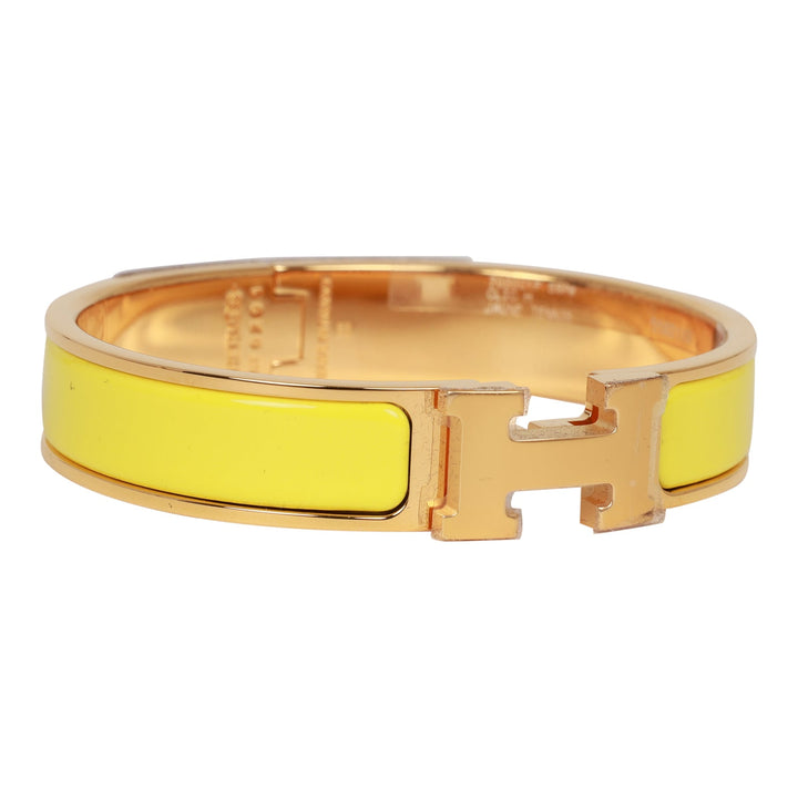 Top quality Hermes Jaune Tennis Clic Clac H Narrow Enamel Bracelet
