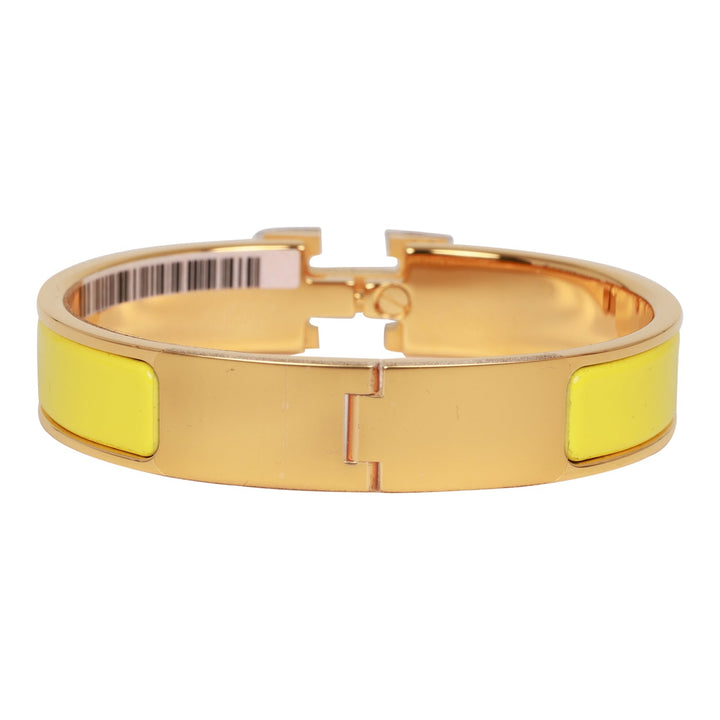Top quality Hermes Jaune Tennis Clic Clac H Narrow Enamel Bracelet