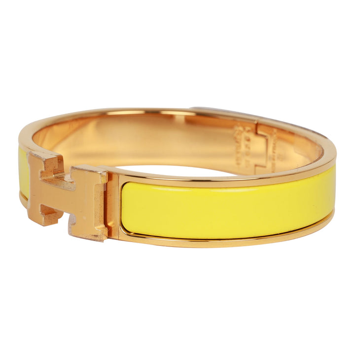 Top quality Hermes Jaune Tennis Clic Clac H Narrow Enamel Bracelet