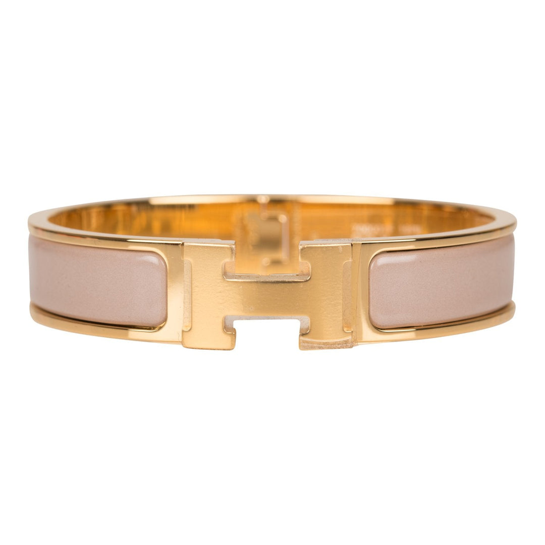 Top quality Hermes Marron Glace Clic Clac H Narrow Enamel Bracelet PM GHW