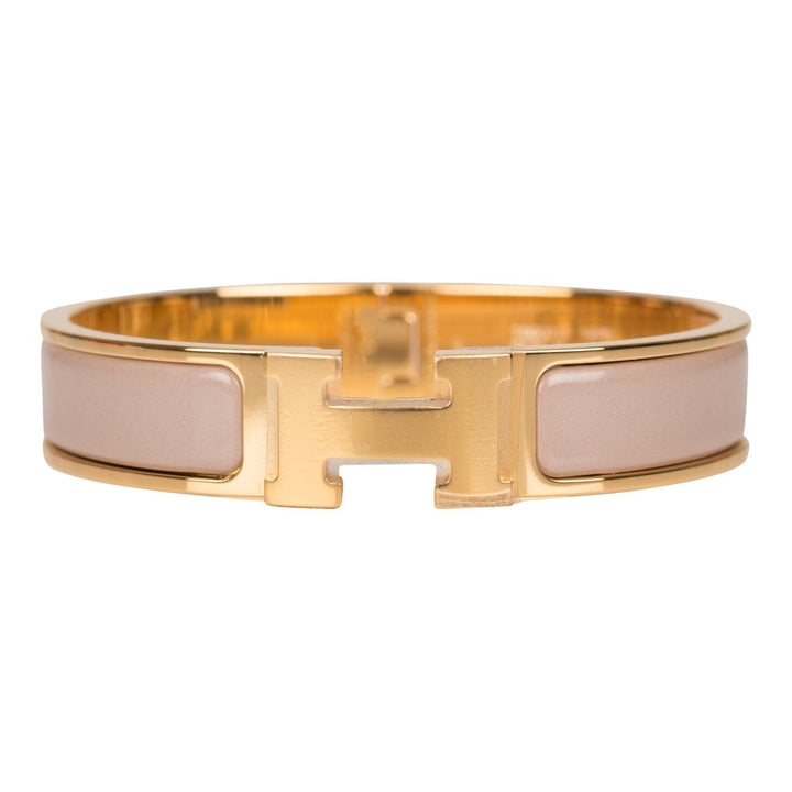Top quality Hermes Marron Glace Clic Clac H Narrow Enamel Bracelet PM GHW