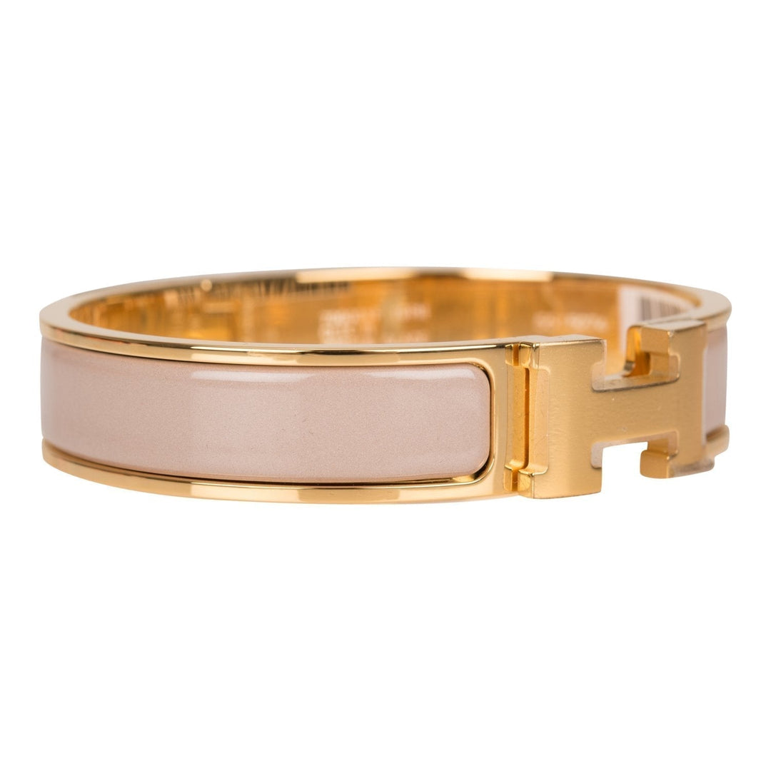 Top quality Hermes Marron Glace Clic Clac H Narrow Enamel Bracelet PM GHW