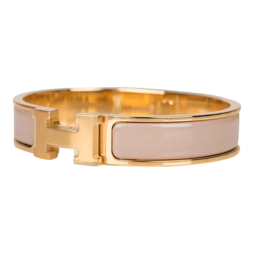 Top quality Hermes Marron Glace Clic Clac H Narrow Enamel Bracelet PM GHW