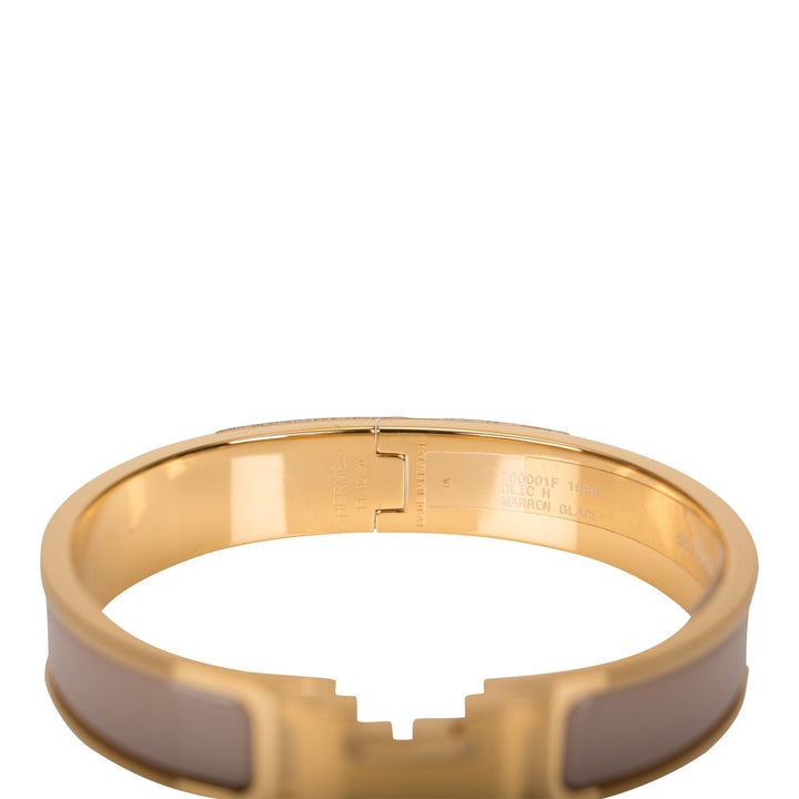 Top quality Hermes Marron Glace Clic Clac H Narrow Enamel Bracelet PM GHW