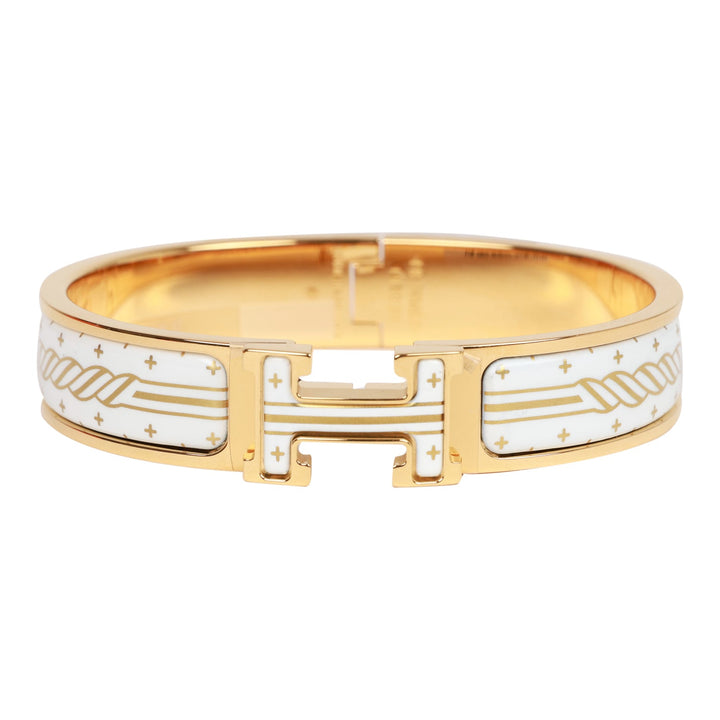 Top quality Hermes Quadrige Clic Clac H Narrow Enamel Bracelet PM GHW