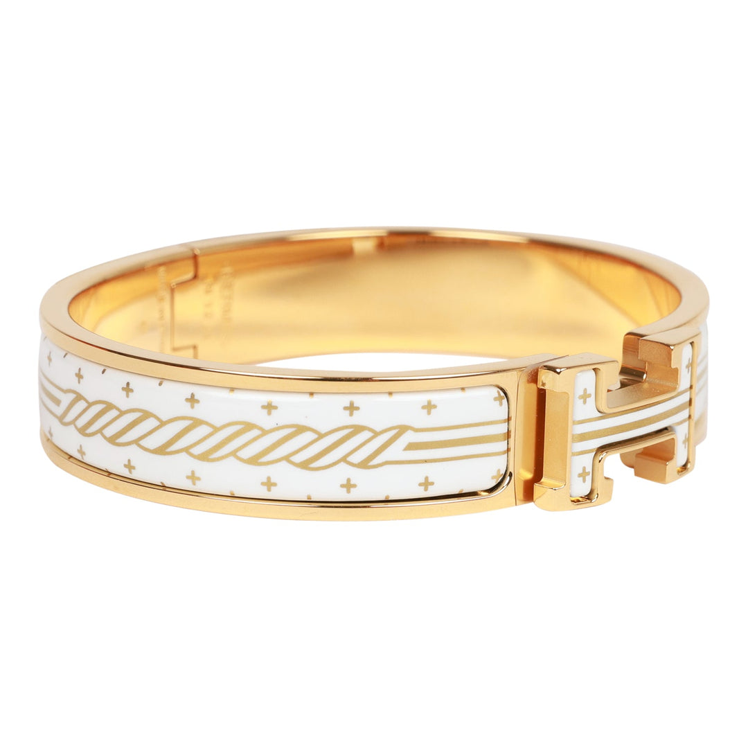 Top quality Hermes Quadrige Clic Clac H Narrow Enamel Bracelet PM GHW
