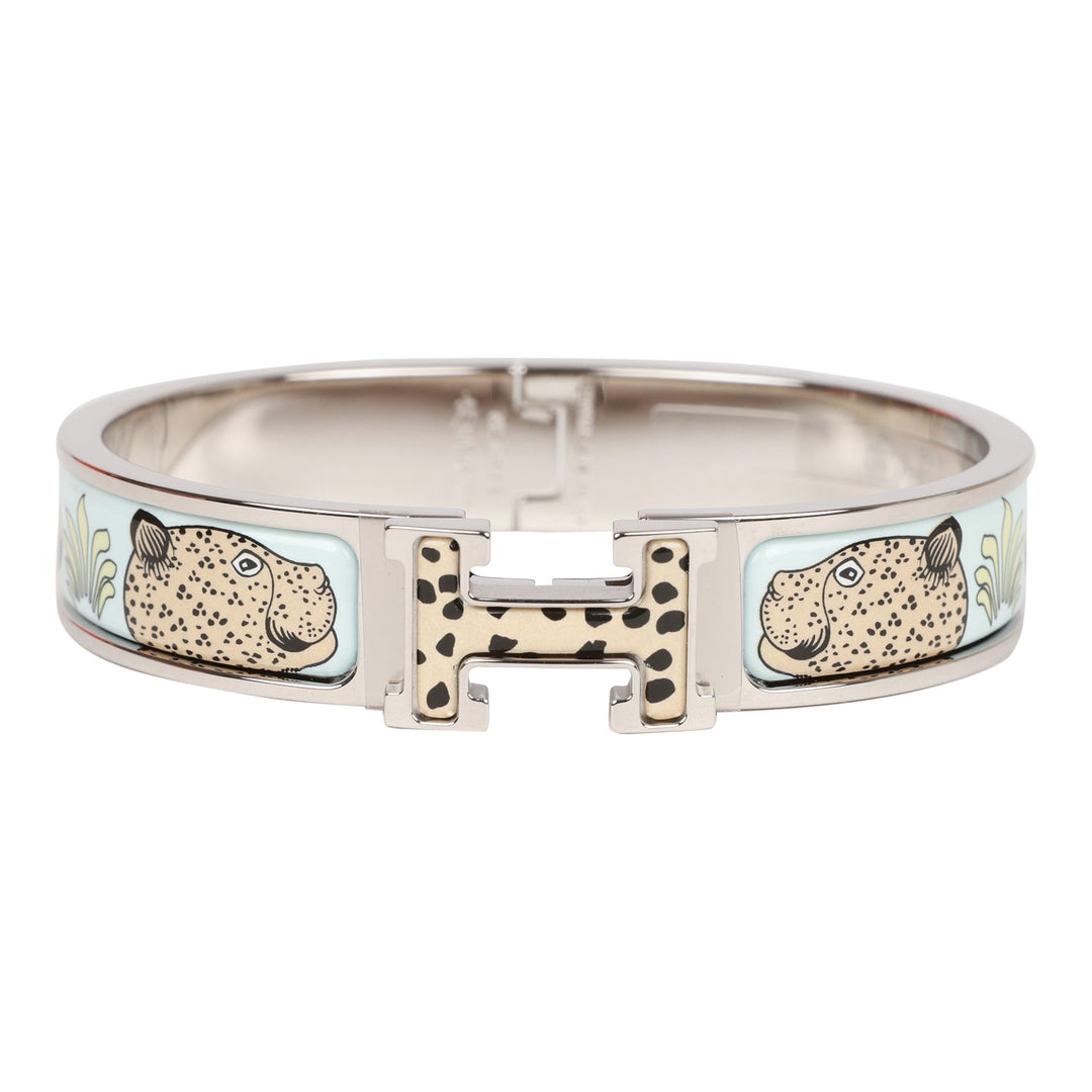 Top quality Hermes Les Leopards Clic Clac H Narrow Enamel Bracelet