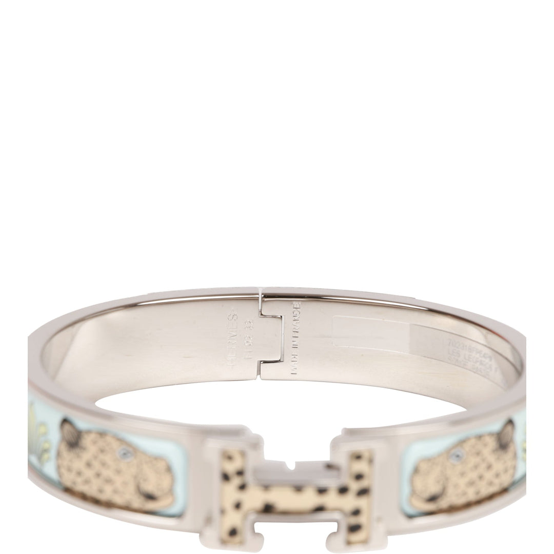 Top quality Hermes Les Leopards Clic Clac H Narrow Enamel Bracelet