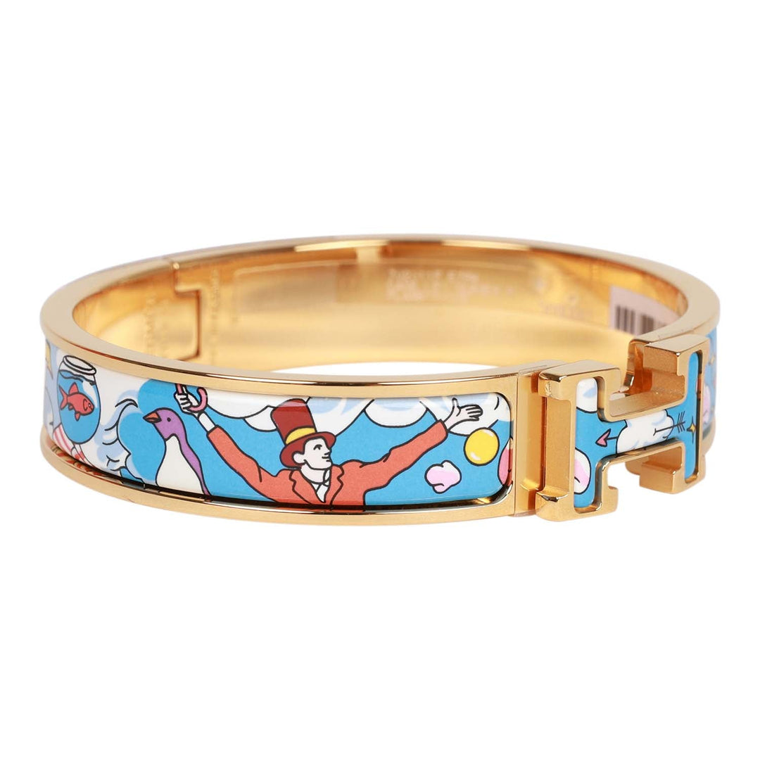 Top quality Hermes "Les Nuages Flamboyante" Clic Clac H Narrow Enamel Bracelet