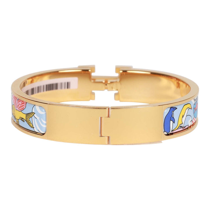Top quality Hermes "Les Nuages Flamboyante" Clic Clac H Narrow Enamel Bracelet