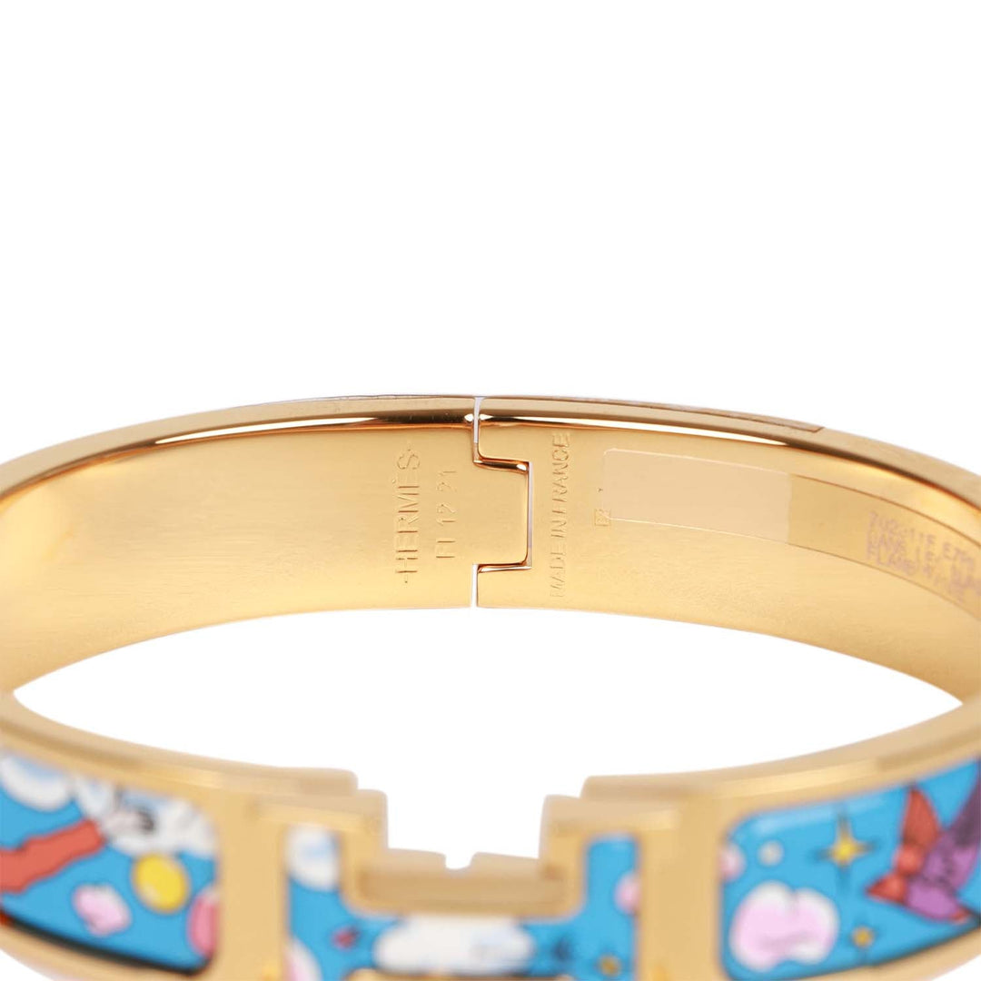 Top quality Hermes "Les Nuages Flamboyante" Clic Clac H Narrow Enamel Bracelet