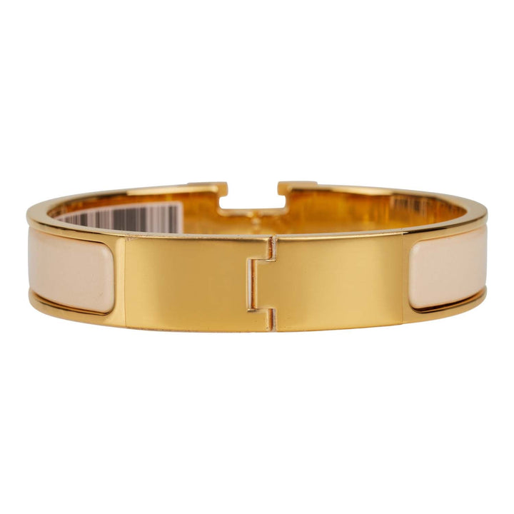Top quality Hermes Beige Nacre Clic Clac H Narrow Enamel Bracelet PM GHW