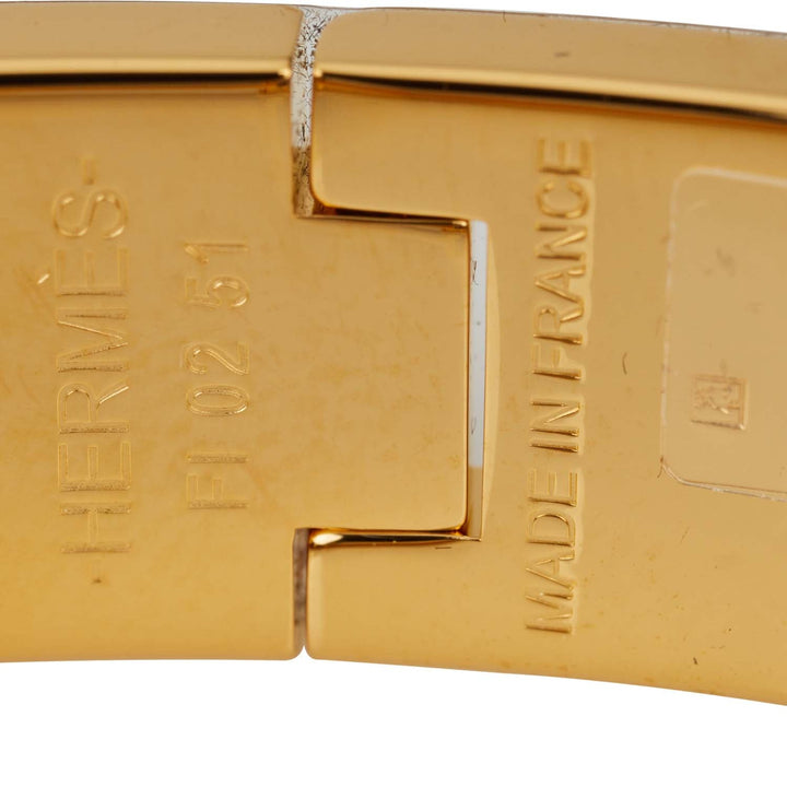 Top quality Hermes Beige Nacre Clic Clac H Narrow Enamel Bracelet PM GHW