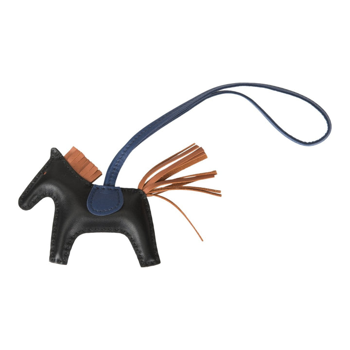 Top quality Hermes Black/Gold/Blue Sapphire Grigri Horse Rodeo Bag Charm PM