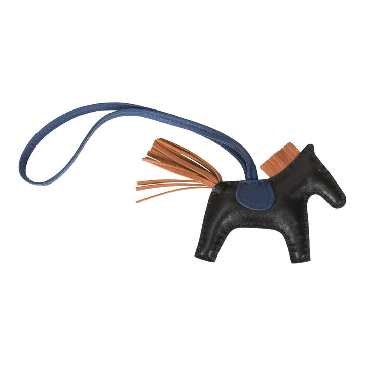 Top quality Hermes Black/Gold/Blue Sapphire Grigri Horse Rodeo Bag Charm PM
