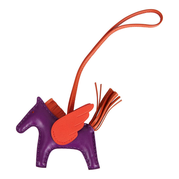 Top quality Hermes Violet/Cornaline/Capucine Pegasus Horse Rodeo Bag Charm PM