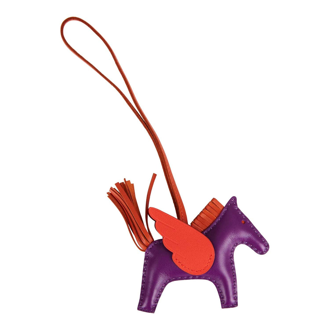 Top quality Hermes Violet/Cornaline/Capucine Pegasus Horse Rodeo Bag Charm PM