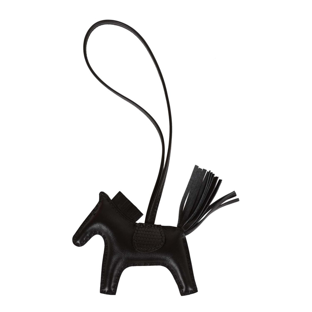 Top quality Hermes SO Black Horse Rodeo Lizard Touch Bag Charm PM