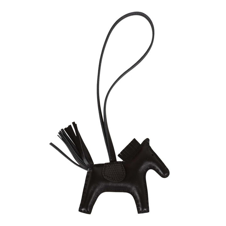 Top quality Hermes SO Black Horse Rodeo Lizard Touch Bag Charm PM