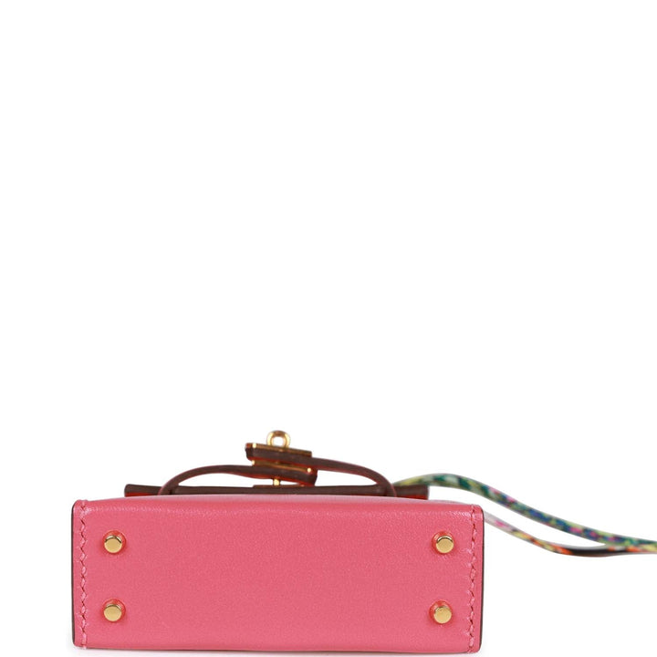 Top quality Hermes Mini Kelly Twilly Bag Charm Rose Lipstick Tadelakt Gold Hardware