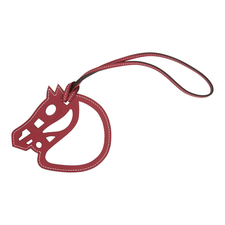 Top quality Hermes Paddock Cheval Horse Bag Charm Rouge Grenat Swift Leather