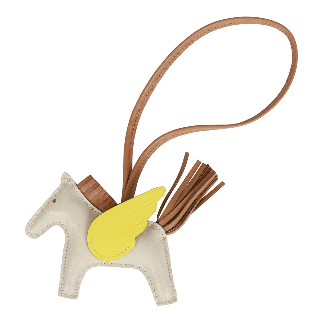 Top quality Hermes Craie/Chai/Lime Agneau Pegasus Horse Rodeo Bag Charm