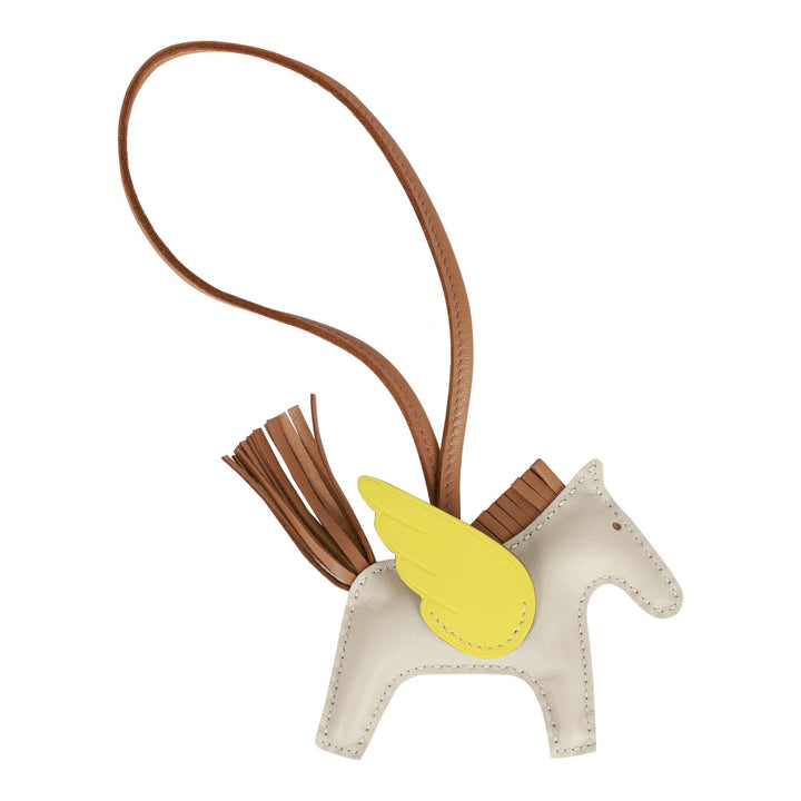 Top quality Hermes Craie/Chai/Lime Agneau Pegasus Horse Rodeo Bag Charm