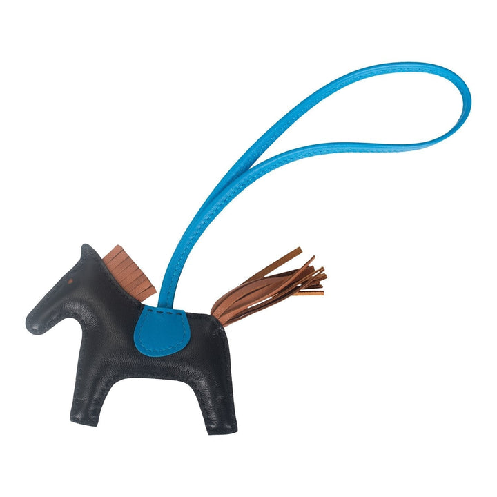 Top quality Hermes Black/Gold/Bleu Zanzibar Grigri Horse Rodeo Bag Charm PM