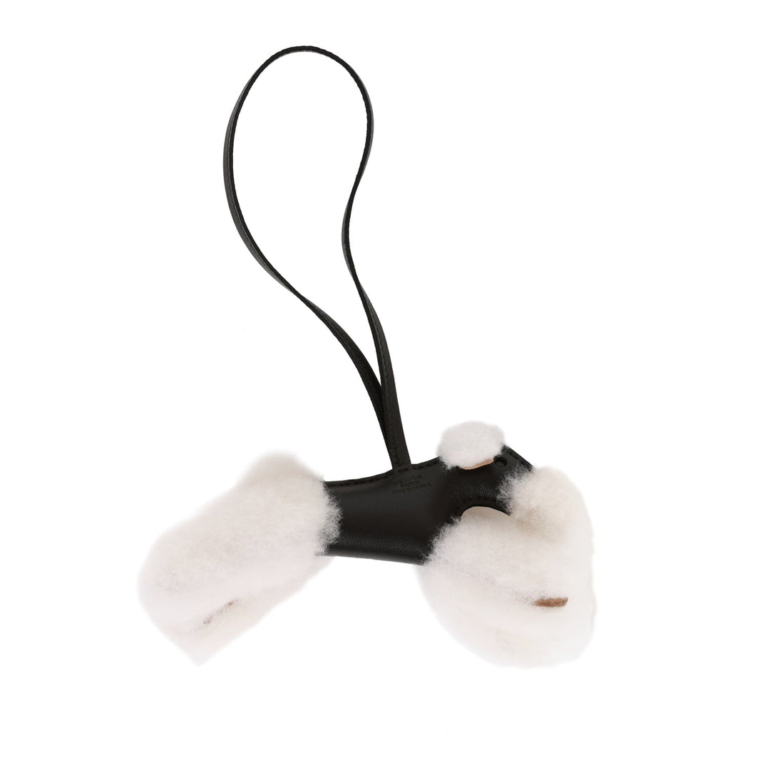 Top quality Hermes Black Lambskin and Shearling Budy Bag Charm