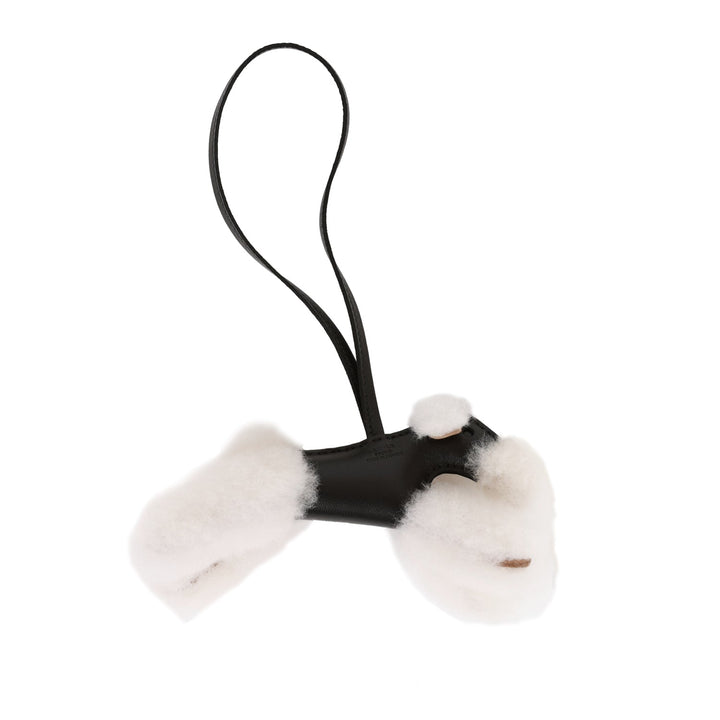 Top quality Hermes Black Lambskin and Shearling Budy Bag Charm